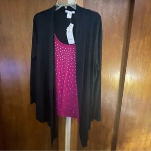 Layered Tunic Red & Black NWT  1X